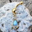 Piercing nombril doré à larme d'opale en pendentif