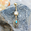 Piercing nombril dor  pendentif tribal oval