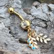 Piercing nombril doré à rameaux d'olivier