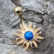 Piercing nombril doré soleil ardent avec Opale bleue