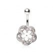 Piercing nombril double fleur fantaisie à strass