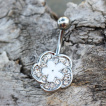 Piercing nombril double fleur fantaisie à strass