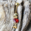 Piercing nombril écureuil plaqué or à pierre rouge rubis