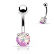 Piercing nombril en acier  boule et opale synthtique griffe