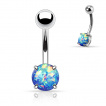 Piercing nombril en acier  boule et opale synthtique griffe