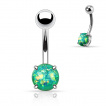 Piercing nombril en acier à boule et opale synthétique griffée