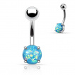 Piercing nombril en acier  boule et opale synthtique griffe