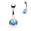 Piercing nombril en acier  boules et opale de synthse