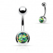 Piercing nombril en acier  boules et opale de synthse