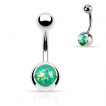 Piercing nombril en acier  boules et opale de synthse