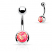 Piercing nombril en acier  boules et opale de synthse