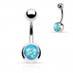 Piercing nombril en acier  boules et opale de synthse