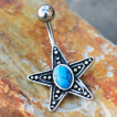 Piercing nombril étoile antique à Turquoise