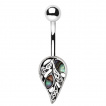 Piercing nombril feuille vintage abalone