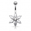 Piercing nombril fleur  pierres tailles en Marquise