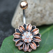 Piercing nombril fleur antique plaqué or rose