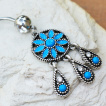 Piercing nombril à fleur de Turquoise style antique