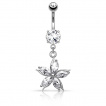 Piercing nombril fleur lgante  ptales zirconium