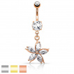 Piercing nombril fleur lgante  ptales zirconium