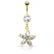 Piercing nombril fleur lgante  ptales zirconium