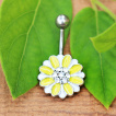 Piercing nombril fleur fantaisie jaune et blanche  strass