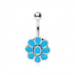 Piercing nombril fleur  ptales maills bleu