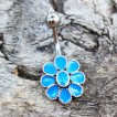 Piercing nombril fleur  ptales maills bleu