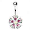 Piercing nombril fleur  ptales triangulaires multicolores