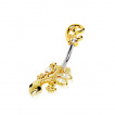 Piercing nombril Gecko plaqu or