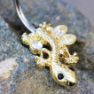 Piercing nombril Gecko plaqu or