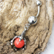 Piercing nombril griffe de dragon à orbe rouge