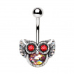Piercing nombril hibou à plumage arc en ciel