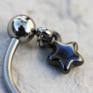 Piercing nombril inversé lune et étoile noires