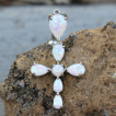 Piercing nombril invers  pendentif croix d'opales