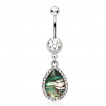 Piercing nombril larme d'abalone bordée de strass