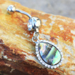 Piercing nombril larme d'abalone bordée de strass