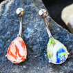 Piercing nombril larme de verre style murano