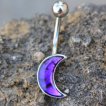 Piercing nombril lune d'Opale violette
