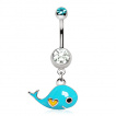 Piercing nombril mignonne baleine bleue