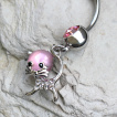 Piercing nombril minette à tête en pierre oeil de chat