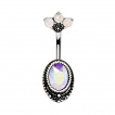 Piercing nombril miroir enchanté à éventail d'opales