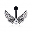 Piercing nombril noir  ailes d'ange et strass