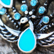 Piercing nombril paon émaillé bleu à strass