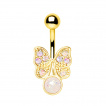 Piercing nombril papillon plaqué or à Opales