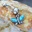 Piercing nombril papillon vintage  ailes de turquoise