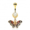 Piercing nombril papillon vintage dor et maill