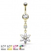 Piercing nombril pendentif fleur  pierres tailles en Marquise