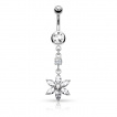 Piercing nombril pendentif fleur  pierres tailles en Marquise