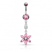 Piercing nombril pendentif fleur  pierres tailles en Marquise