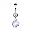 Piercing nombril  pendentif oeil de chat rond cercl de strass